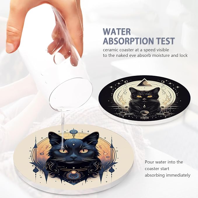 Drink Coasters Set of 6 with Holder, Fit All Cups, Great Gift - Image 5