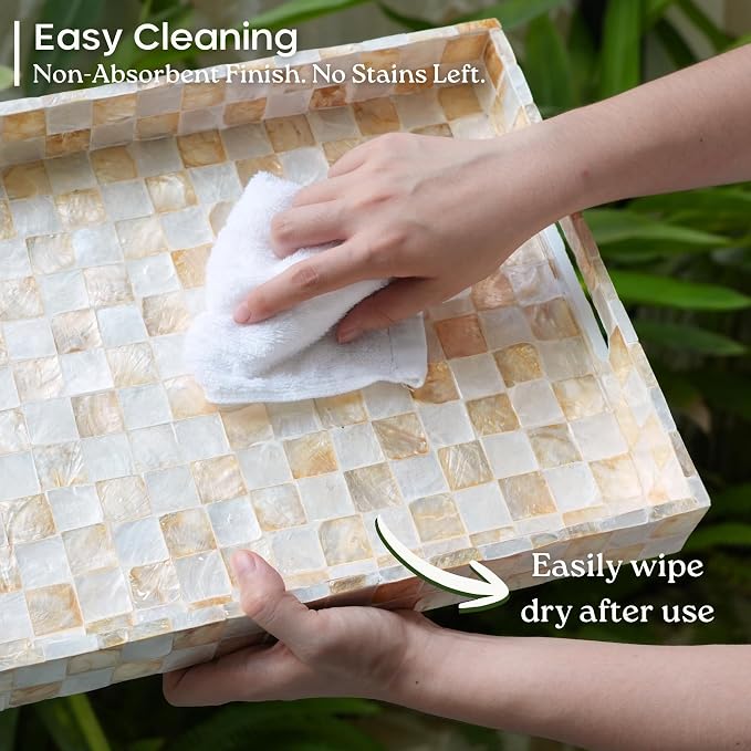 16"x12" Capiz Shell Decorative Serving Tray - Image 6