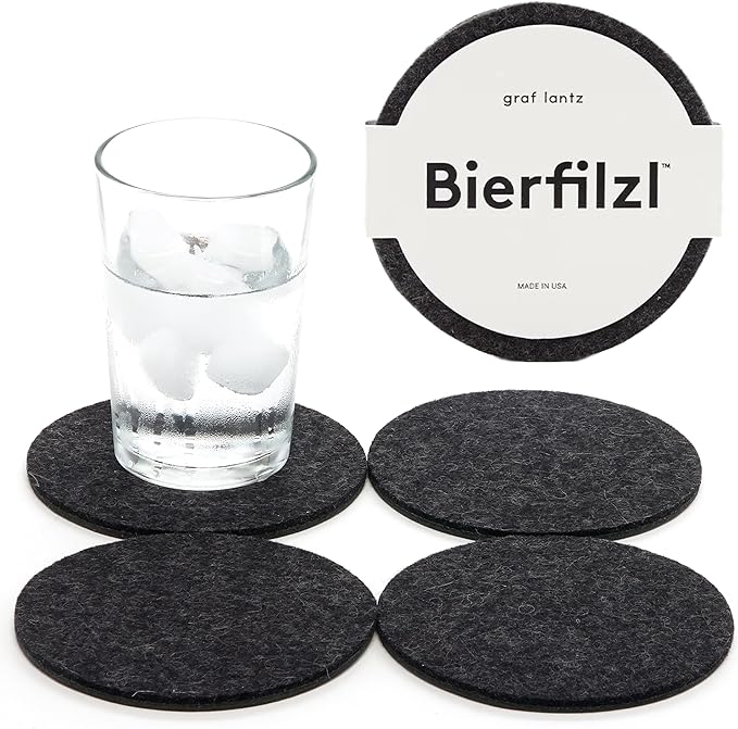 Graf Lantz - Bierfilzl Merino Wool Round Coasters Set of 4 - Charcoal - Absorbs by GrafLantz