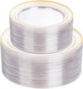 102 Pcs Clear Gold Plastic Plates, Premium Disposable Party Plates | Clear and by I00000