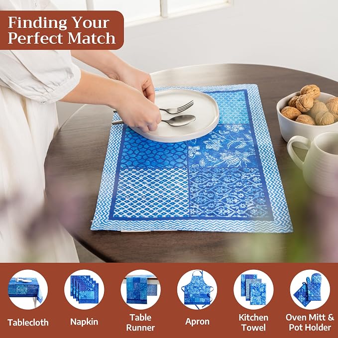 Maison d' Hermine Placemats Set of 4 Reusable 100% Cotton | Cloth Place Mats - Image 4