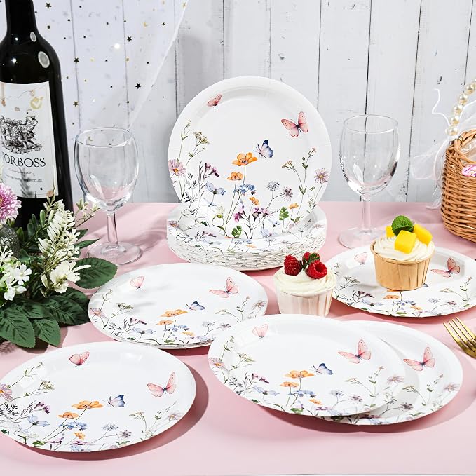 AimFun 48 Pcs Wildflower Paper Plates 9 Inch Disposable Floral Plates | - Image 7
