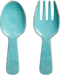 Crackle Melamine Salad Servers, Serving Utensil Set, Includes Serving Fork and by SupremeHousewares