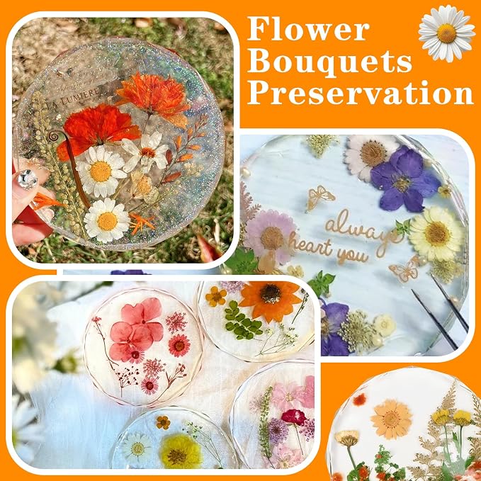 Resin Coaster Molds, Crystal Style Cups Mats, Flower Preservation DIY Gift Home - Image 5