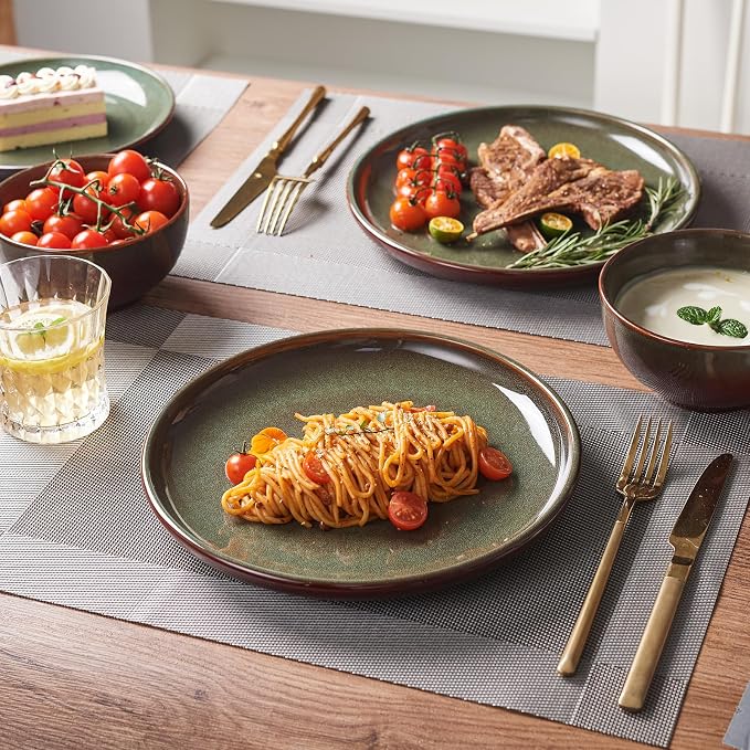 24 Piece Dinnerware Sets for 8, Modern Stoneware Plates and Bowls Setst - Image 6
