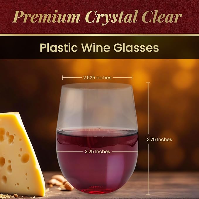Reli. Disposable Wine Glasses | Clear | Stemless, Shatterproof | Plastic - Image 3