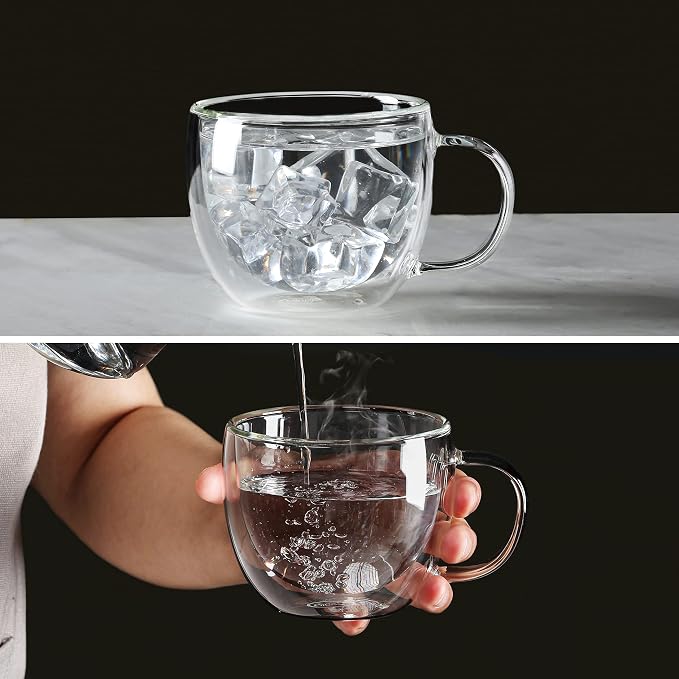 CNGLASS Double Wall Glass Cappuccino Mugs 8.1oz - Image 3