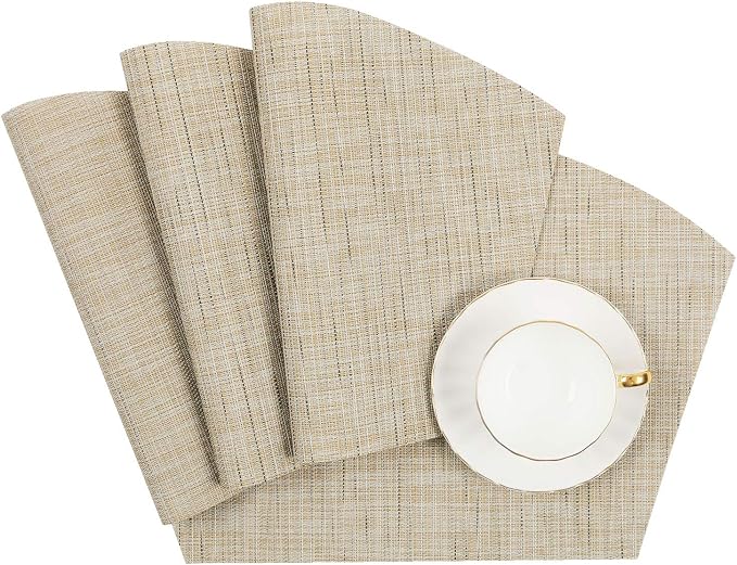 SHACOS Round Table Placemats Wedge Shaped Placemat Set of 4 Non Slip Heat - Image 6