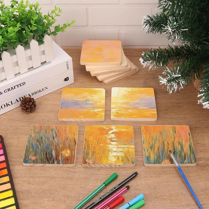 40 PCS 4 Inch Square Wood Coasters, 4 x 4 Inch Wooden Coasters - Image 6