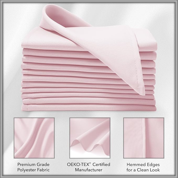 Lann's Linens Set of 12 Cloth Dinner Napkins, 17-inch Polyester Napkins - Image 3