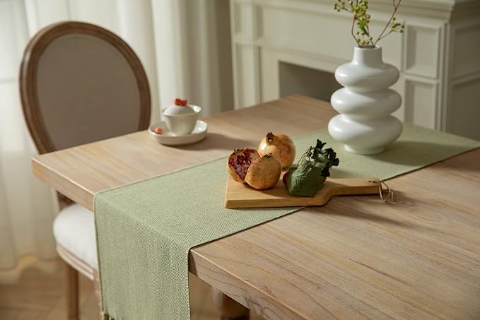 Sage Green Table Runners 60 Inches Long, Burlap Linen Style Rustic Farmhouse - Image 4