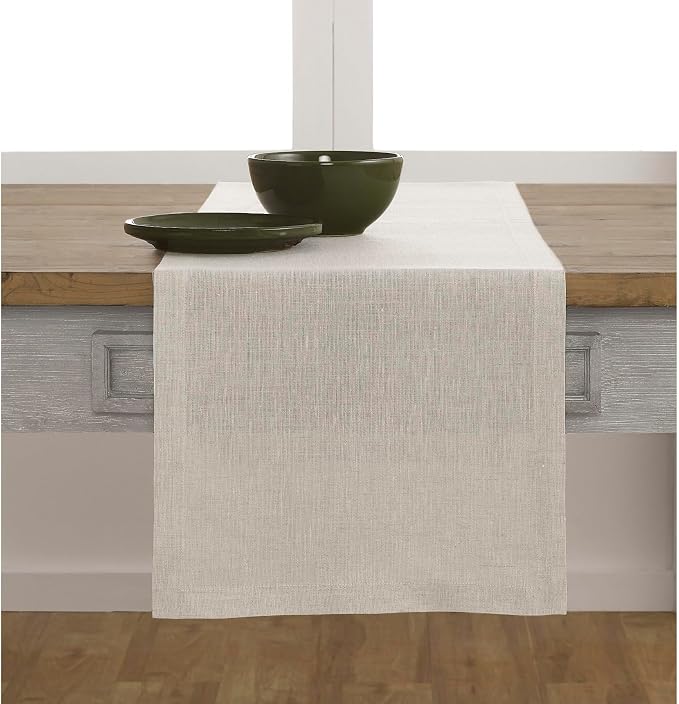 Solino Home 100% Pure Linen Table Runner Natural Long, Athena 14 x 132 in | - Image 2