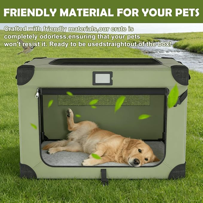 42 Inch Travel Collapsible Dog Crate Green - Image 7