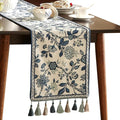 bilin gaier Designer French Linen Extra Long Table Runner, Floral Pattern by bilingaier