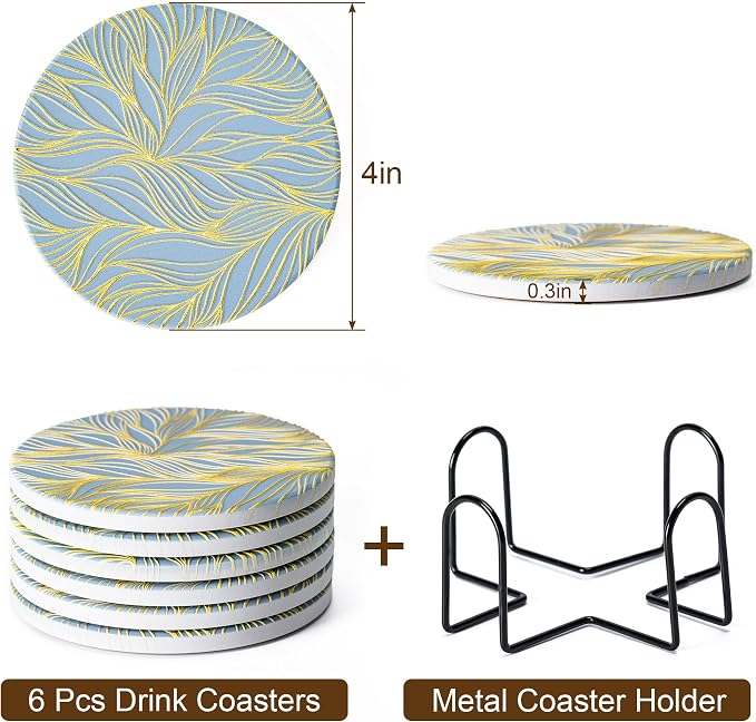 6Pcs Absorbent Coasters Set - Image 2