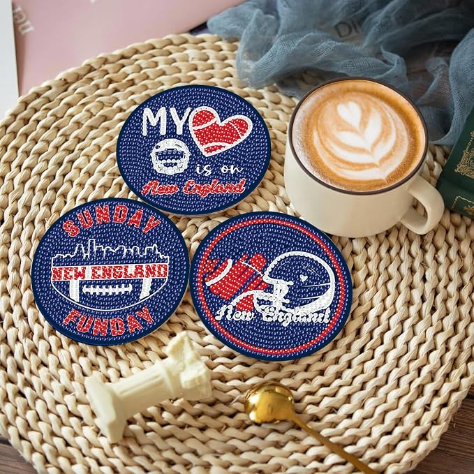 Bartogro 8 Pcs Diamond Painting Coaster Kits, DIY Football Diamond Art Coasters - Image 4
