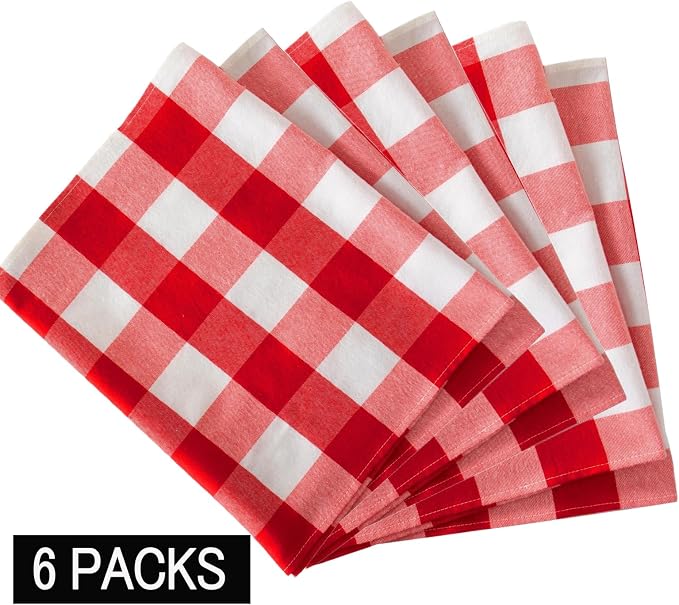 ShinyBeauty 6pcs Red & White Checked Table Runners 72 inches Long Classic - Image 4