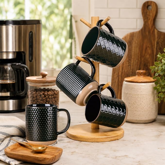 GBhome Coffee Mugs Set of 4, 16 oz Black Coffee Cups - Image 7