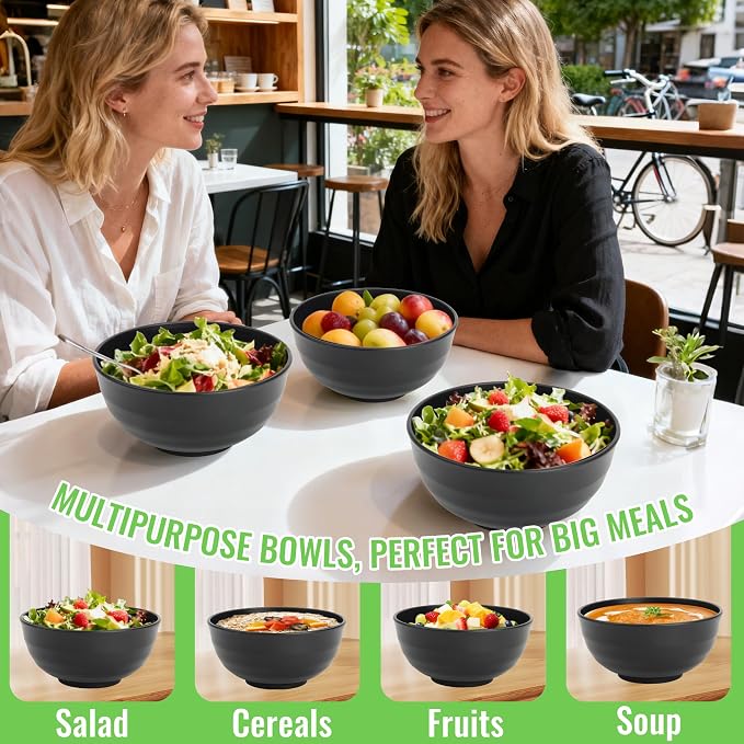 Wheat Straw Bowls Set of 6, Unbreakable Lightweight 60 OZ Salad Bowls - Image 6