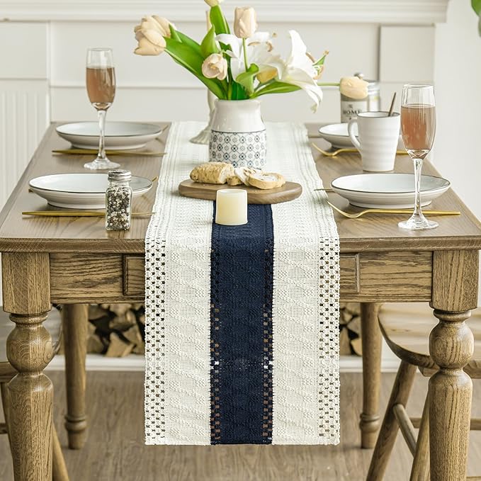 Artoid Mode Dark Blue Farmhouse Rustic Table Runner 12x48 Inch | Seasonal - Image 2