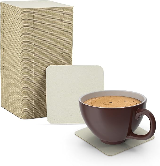 MT Products 4” Blank Off-White Heavyweight Cardboard Square Coasters by MTProducts