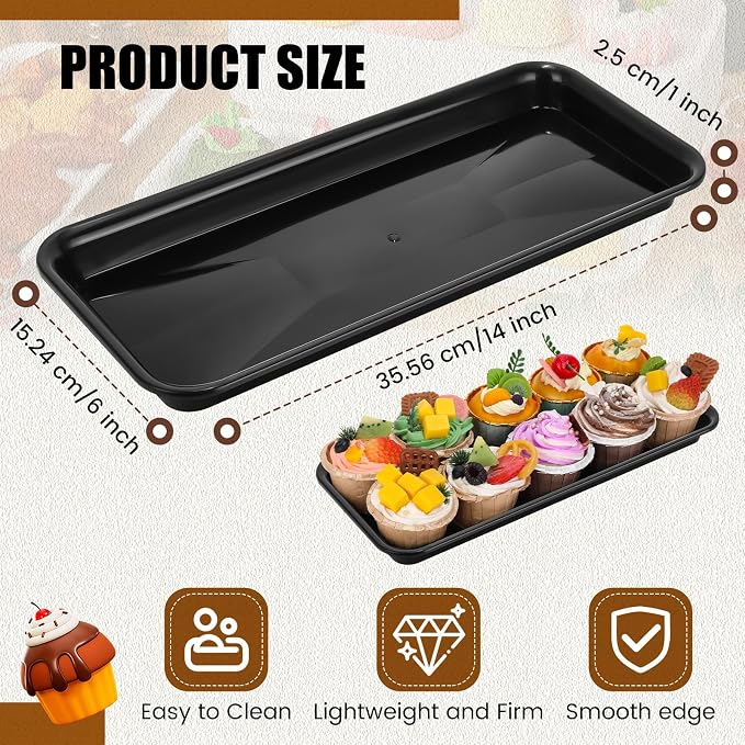 20 Pcs Serving Platters 14 x 6 Inch Rectangle Serving Trays Reusable Food Tray - Image 2