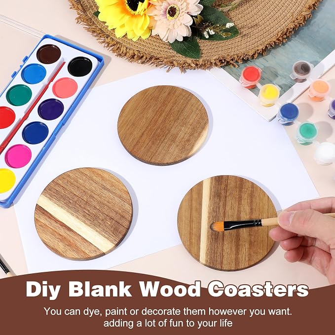 36PCS Unfinished Wood Coasters for Drinks 4 Inch Wooden Coaster Stackable - Image 6