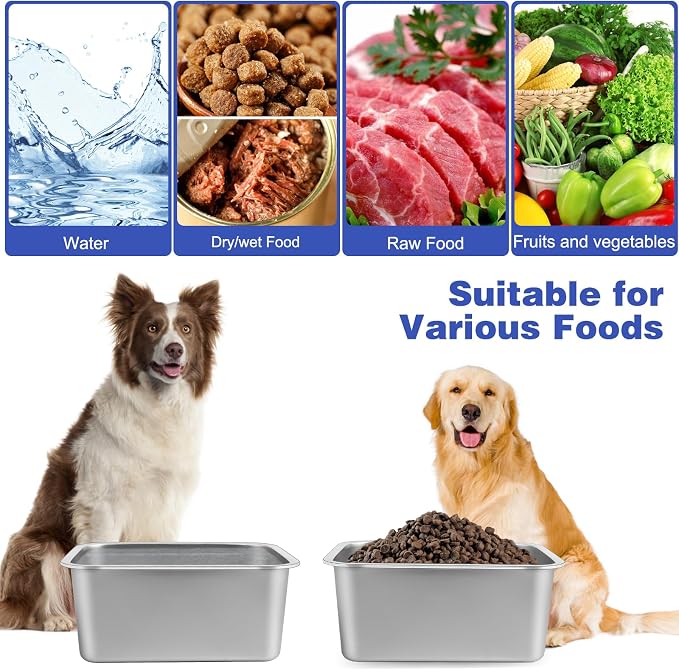 3 Gallon Large Dog Water Bowl, 2 Pack Stainless Steel Dog Bowls | 14 x 10.3 x 6 - Image 7