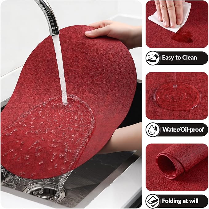 Placemats Set of 8, 11.8 x 17 Inch, Waterproof Wipeable Reversible PU Placemat - Image 5