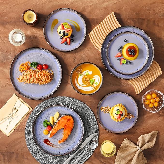 vancasso Plates and Bowls Sets, 24 Pieces Stoneware Dinnerware Sets - Image 5