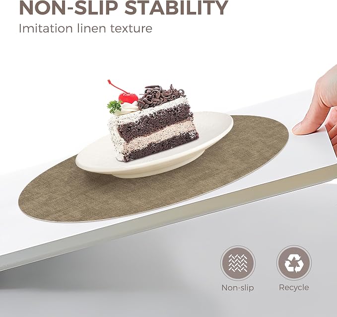 NCUE 13" Faux Leather Round Placemats Set of 4, Reversible Dual-Color | - Image 3