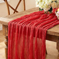 3Pcs Red Table Runner, 10FT Rustic Gauze Red Table Runner 35*120inch Boho Table by Miucat
