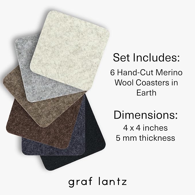 Graf Lantz - Bierfilzl Merino Wool Square Coasters Set of 6 - Earth - Absorbs - Image 4
