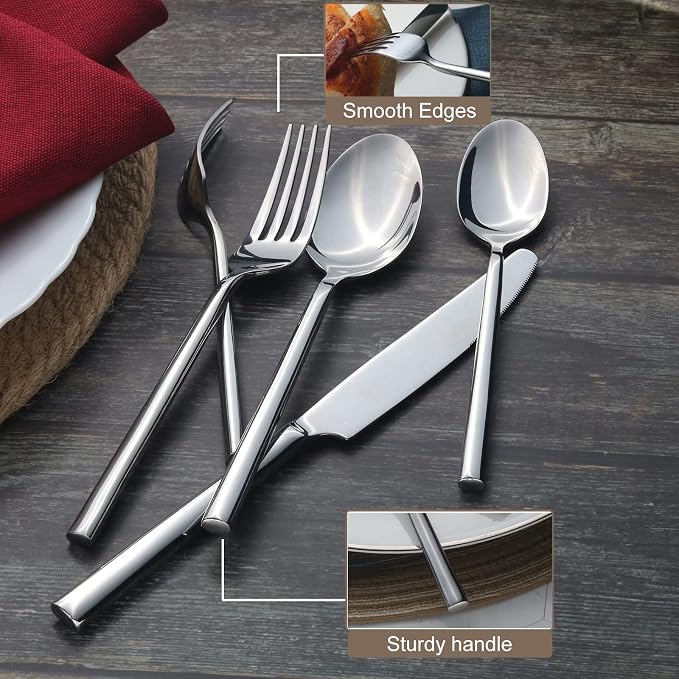 Alata Potter 40-Piece Forged Silverware Set Stainless Steel Flatware Set - Image 10