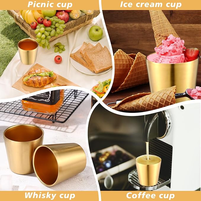 Amyhill 12 Pieces Stainless Steel Cups Double Wall Tumbler Glasses Stackable - Image 6