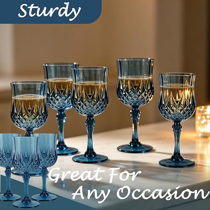 48Pack Plastic Wine Glasses, 7oz Vintage Goblets - Image 7