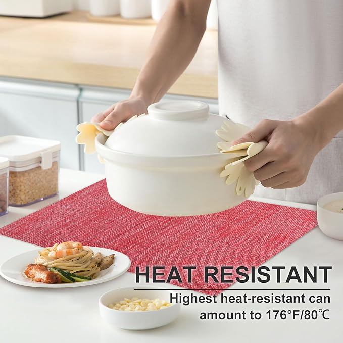 Vinyl Placemats Set of 8, PVC Woven Washable Non-Slip Table Mats, Heat - Image 2