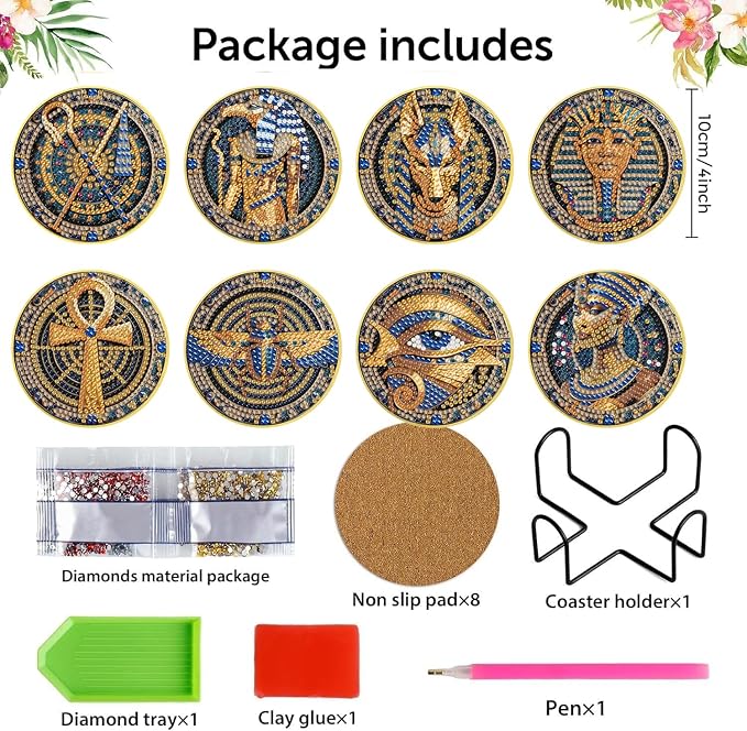 Mrnsiet 8 PCS Diamond Art Coasters Kits - Image 3