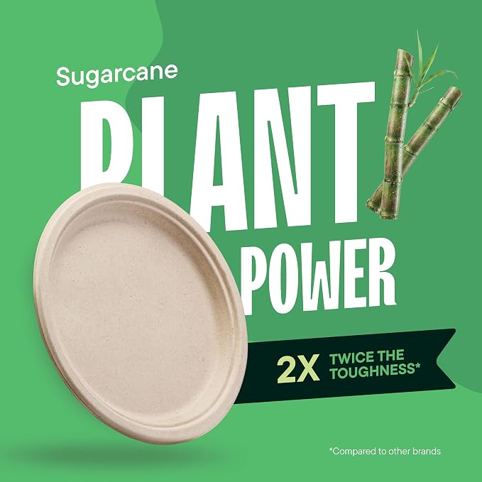 Paper Plates, 100% Compostable Heavy Duty Disposable 10 Inch Plate - Image 5