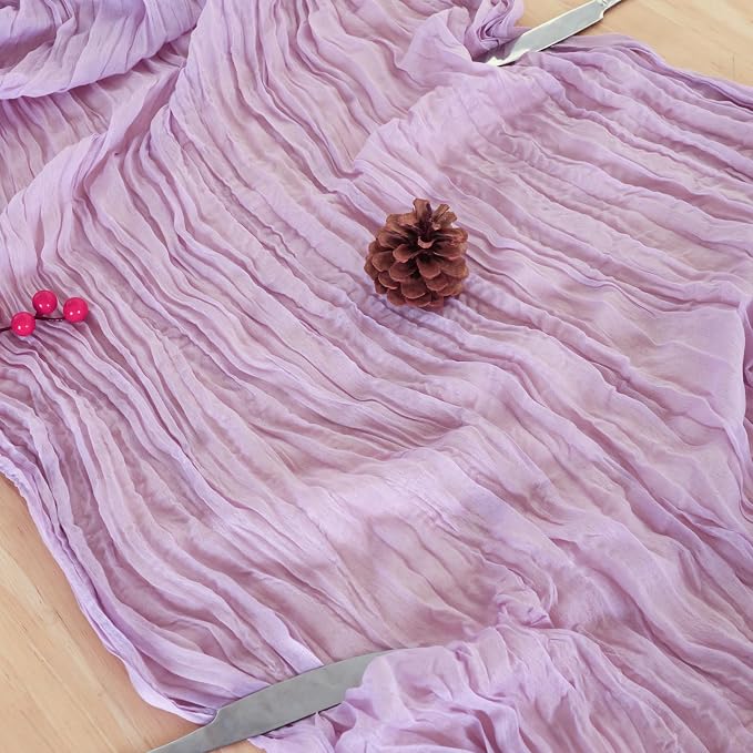 8 Pack Lilac Purple Cheesecloth Table Runner 120 Inch Boho Wedding Decor | - Image 6