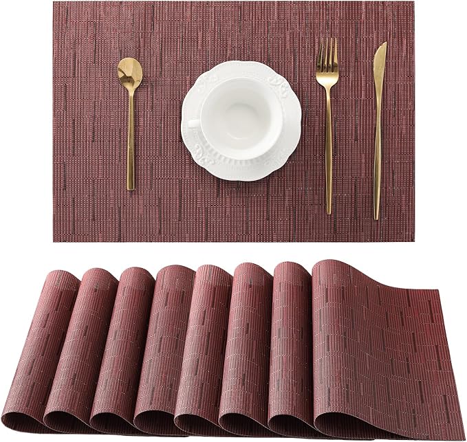 Leetaltree Burgundy Placemats Set of 8 by Leetaltree-ArtatEveryTable