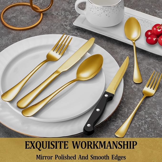 48 Pcs Gold Silverware Set - Image 4