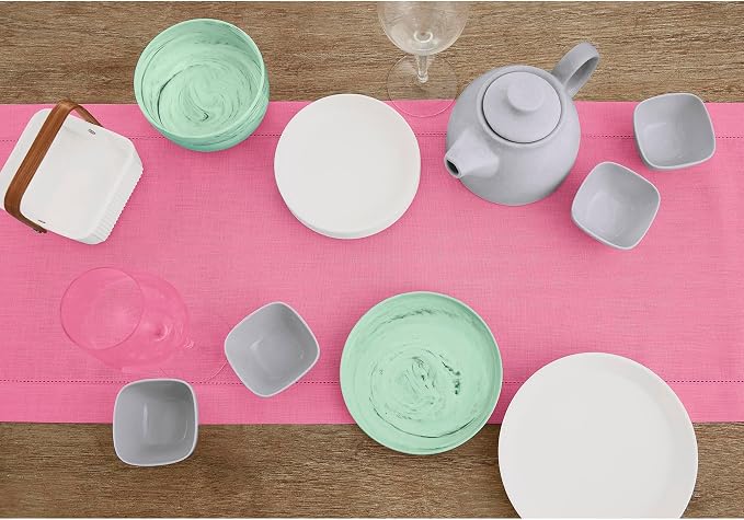 Solino Home 100% Pure Linen Dining Table Runner Flamingo Pink, 14 x 132 in | - Image 3