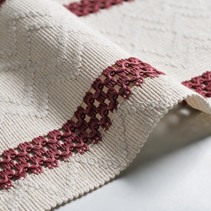 Artoid Mode Red Stripe Woven Rustic Table Runner 12x72 Inch | Holiday Kitchen - Image 6