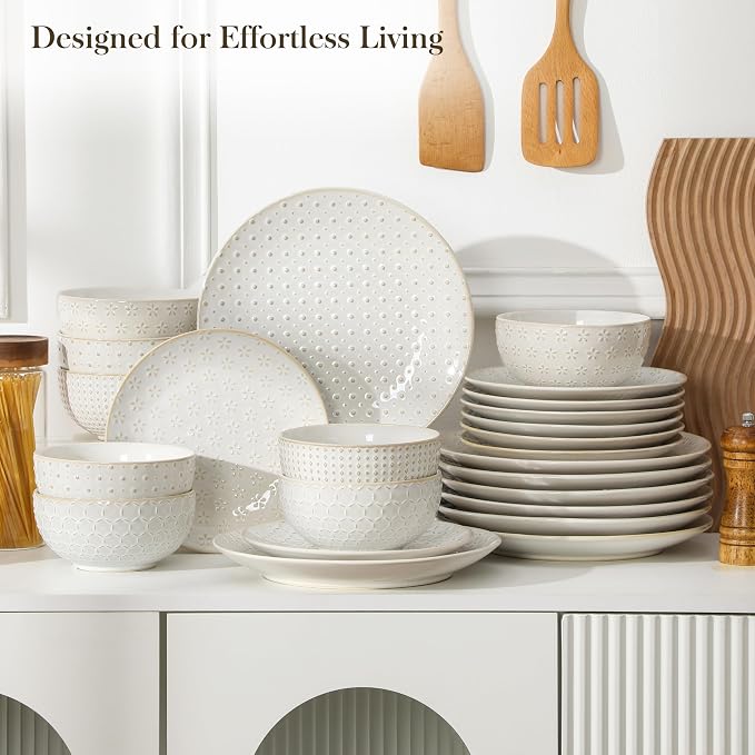 MALACASA 24-Piece Farmhouse Dinnerware Set - Image 5