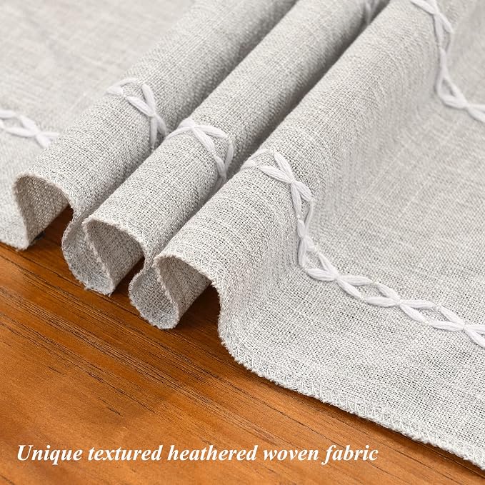 Wracra Rustic Linen Table Runner, Light Grey Table Runners 90 inches Long | - Image 3