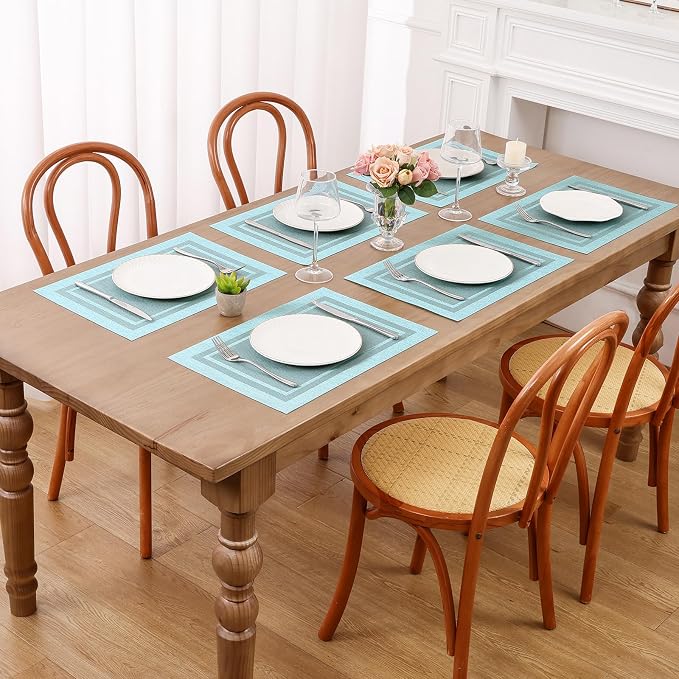 SHACOS Woven Vinyl Placemats Set of 4 Wipe Clean Place Mats - Image 8