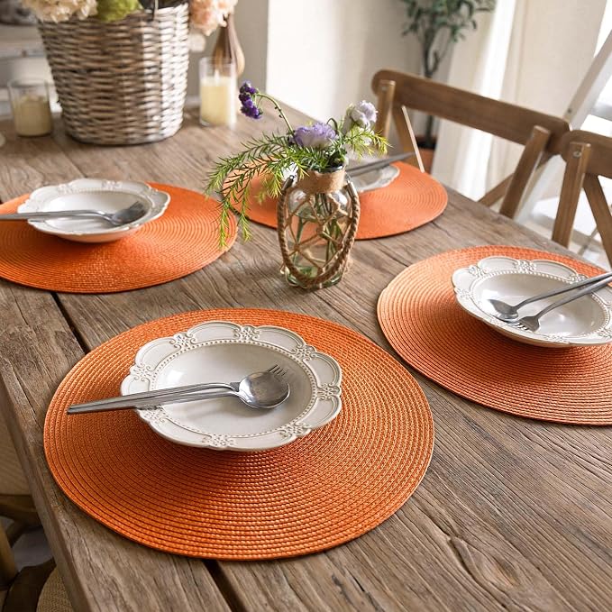 FunWheat Round Braided Placemats Set of 4 Table Mats - Image 5