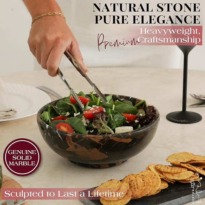 Gusto Nostro 8" Luxury Black Marble Decorative Bowl - Image 6