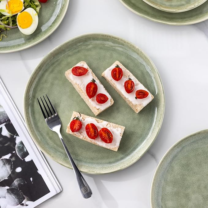AmorArc Ceramic Plates Set of 6, 8.5 Inch Stoneware Small Dinner Plates Set | - Image 4